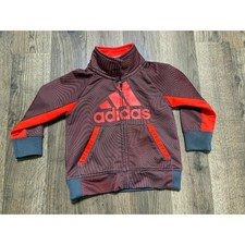 Adidas Sweatshirt Infant Size 12M Orange Gray Full Zip Long Sleeve Logo