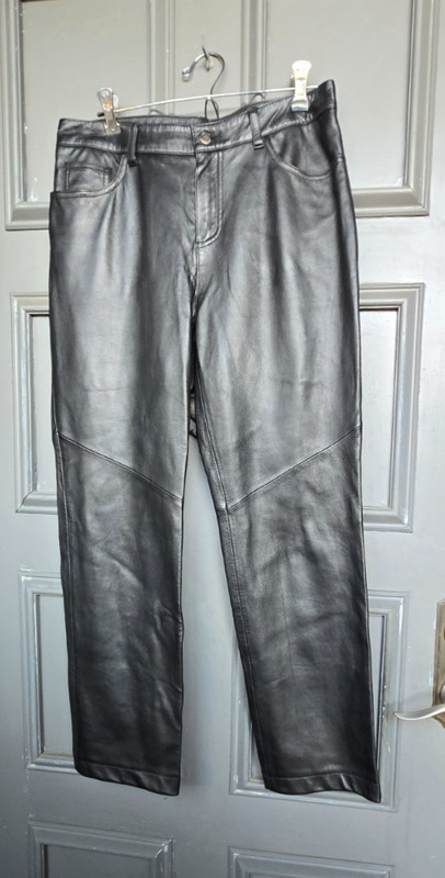 Vintage Jones New York Leather Pants Women's 8 Black Straight Leg