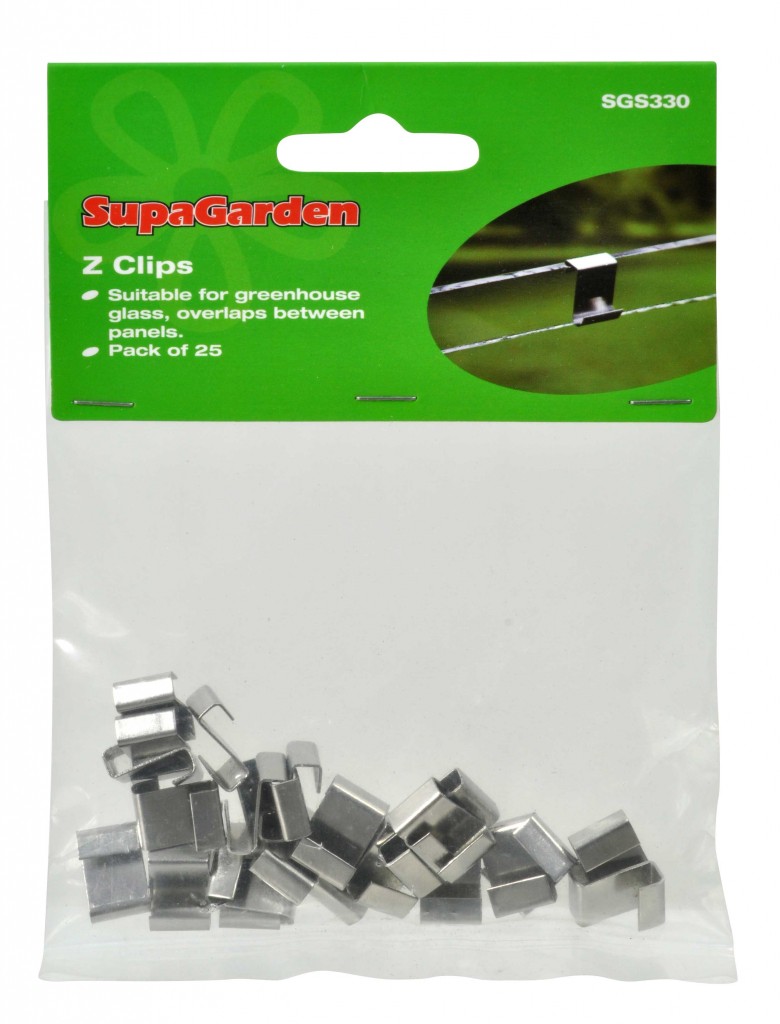 Greenhouse Glass Z Clips Overlap Holding Glazing Metal Clips Pack 25 SupaGarden