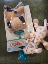 Wubbanub Plush New Puppy Dog  USED GiraffePacifier Soother Lovey Stuffed Set