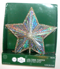 NEW NIB Christmas Star Tree Topper Silver Gold LED Warm Light