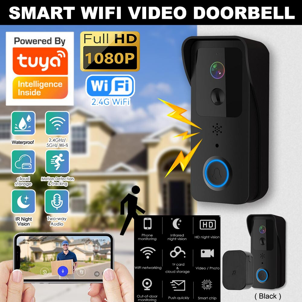 WiFi Ring Doorbell 1080P HD Security Camera Wireless Door Bell Camera With Chime-image