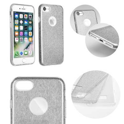 Shine Case Glitzer Blink Tasche Ombre Handy Hülle Motorola Moto G7 Plus Silber