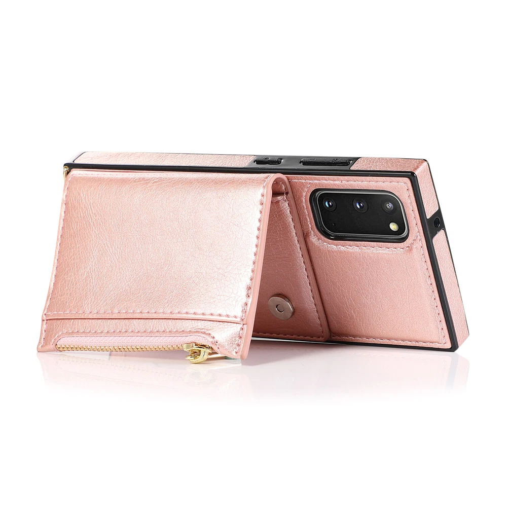 Phone Case PU Leather Credit Bank Card Holder Back Cover Shoulder Strap Cord