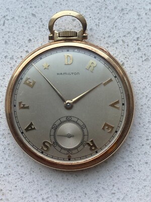 VINTAGE 14k GOLD FILLED HAMILTON 917 17j SAFE DRIVER DIAL AWARD