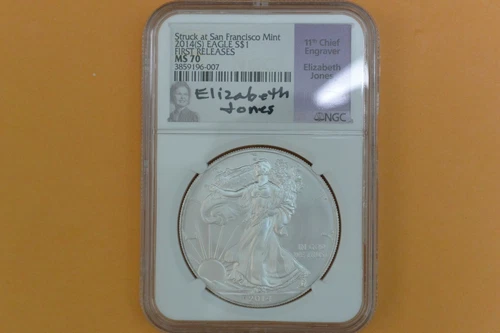 2014(S) American Silver Eagle Dollar 1oz NGC MS70 FIRST RELEASES ELIZABETH JONES