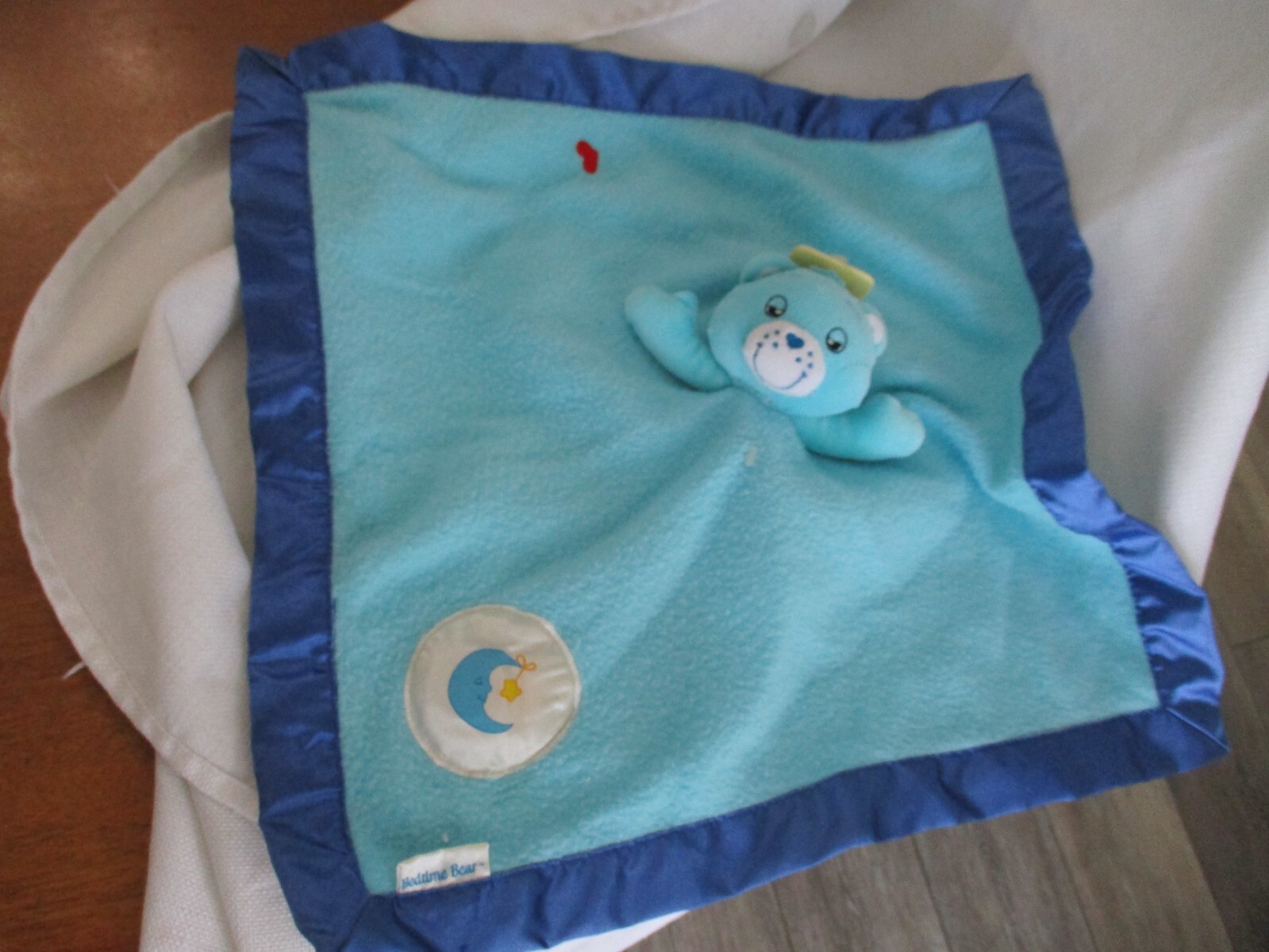 Care Bears Plush Baby Security Blanket Blue Satin Lovey Blankie