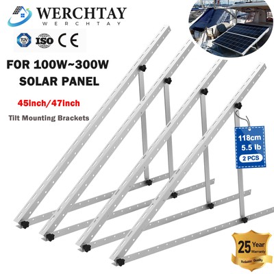 Solar Panel RV Tilt Mount Brackets Roof Flat Surface Adjustable Frame (45/47in）