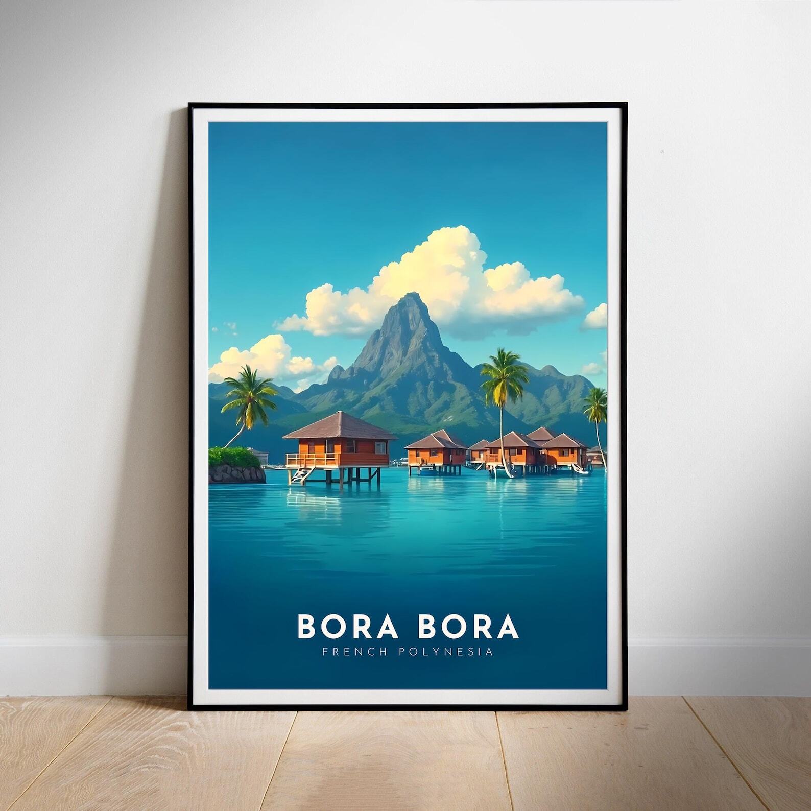 Bora Bora Travel Poster Wall Art French Polynesia Instant Hanging Decor New