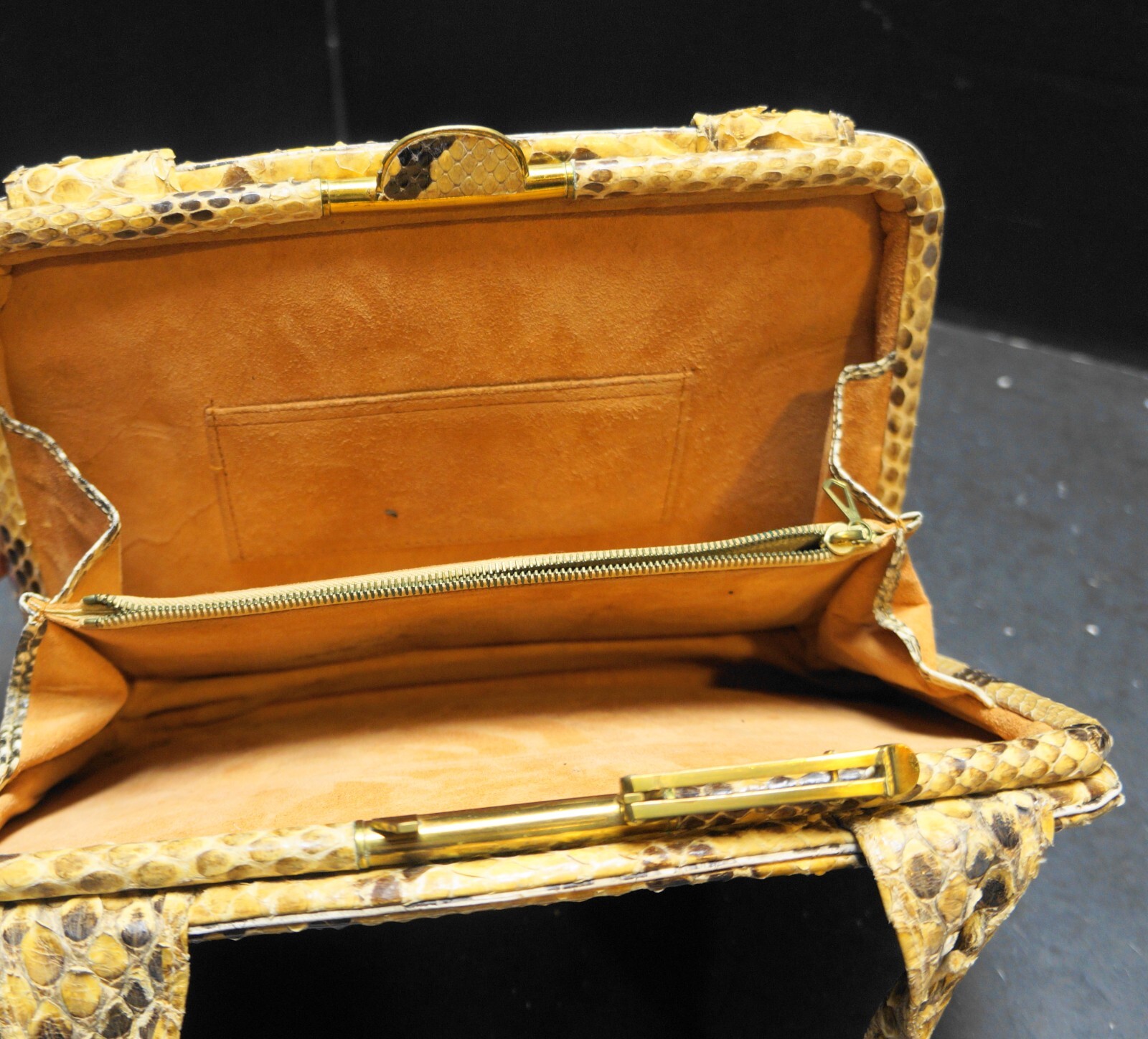 Vintage Python Snakeskin Tan Brown Handbag Purse - image 7