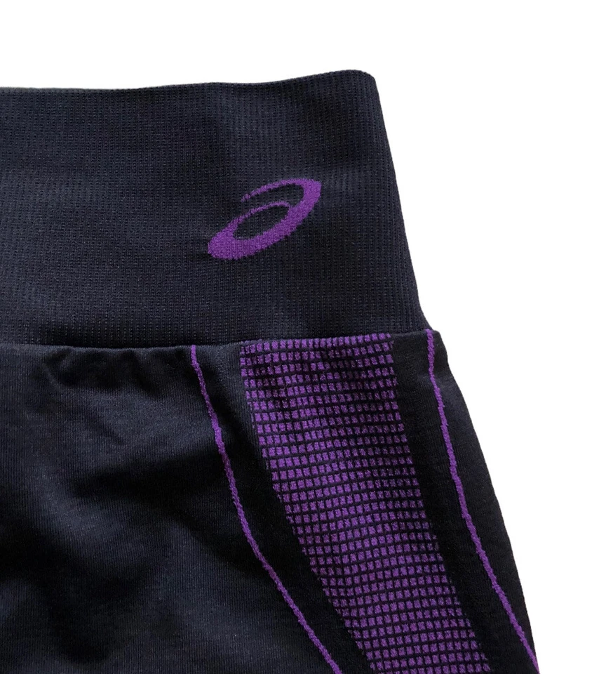 Asics Studio Fit Sana Seamless Capri Crop Leggings Size M Women Black Purple - Image 3 of 4