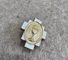 Vintage Pin First Holy Communion Catholic Church White Gold Tone