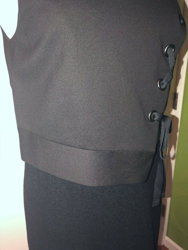 NTW Designer Tibi ENZO schwarz Boucle Ösen getäfelt Kleid Wolle Neopren Etuikleid 10 - Bild 12 von 12