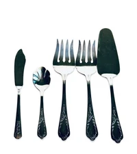 Retroneu Serving Set Cake Server, 2 Forks, Sugar Spoon, & Rodgers A+Spreader EUC