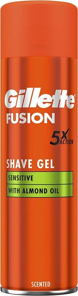 Gillette Fusion 5X Action Sensitive Men's Shaving Gel With Almond Oil 200ml