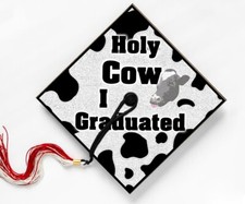 Holy Cow, I Graduated, Graduation Cap Topper Decoration, Grad Gift, Funny Quote
