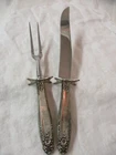 1939 International Sterling Silver large Roast Carving Set Knife Fork Prelude