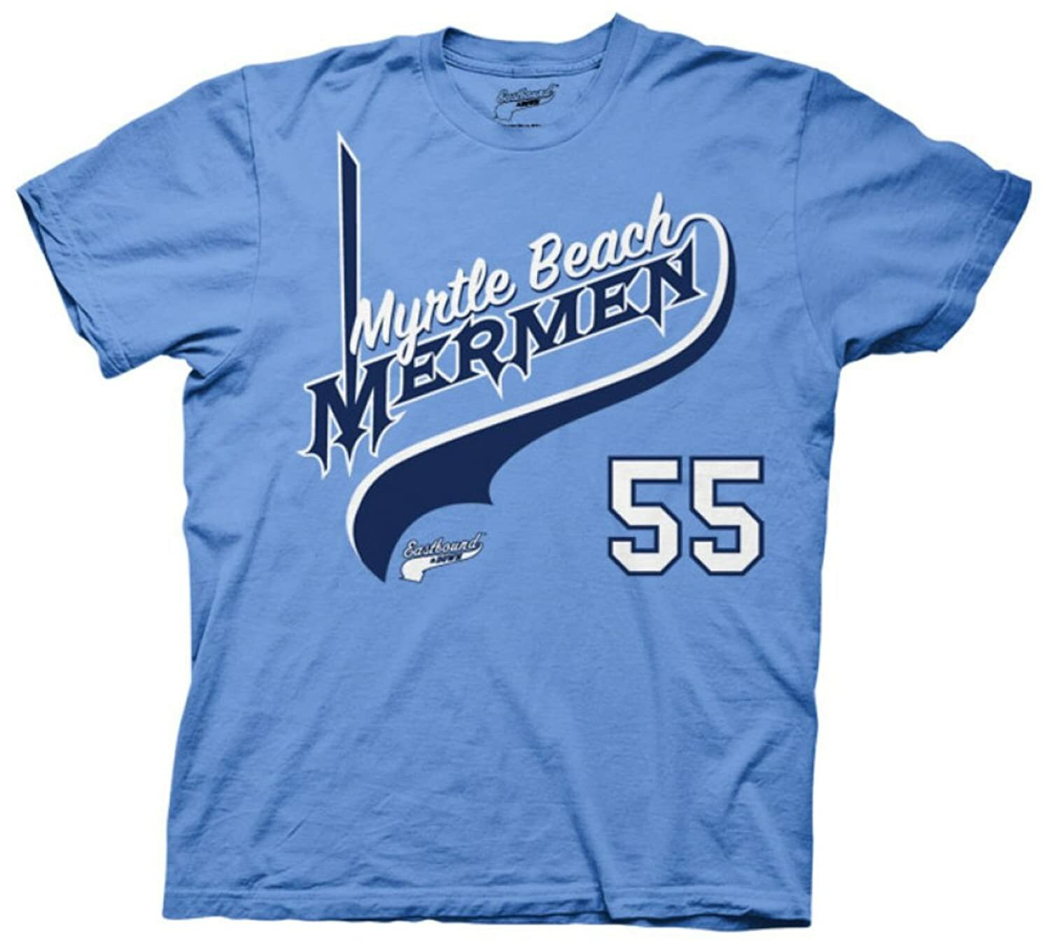 Mens Carolina Blue Myrtle Beach Mermen Logo 55 for Cosplay Graphic Tee S-3XL