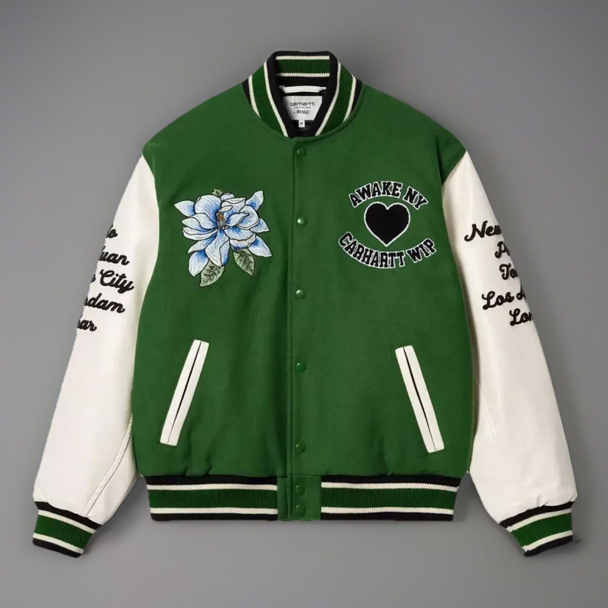 Awake NY × Carhartt WIP Teddy Jacket I031336 Dark Green/Wax XS image 4