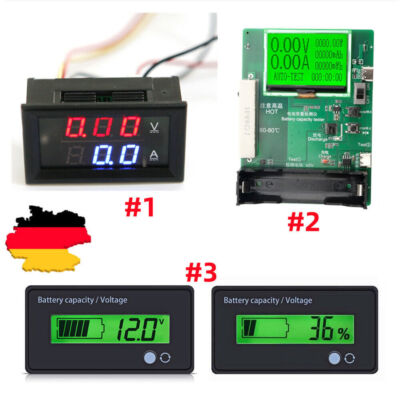 DE LED Digital Doppelt Amperemeter Voltmeter Tester Batteriekapazität Indikator