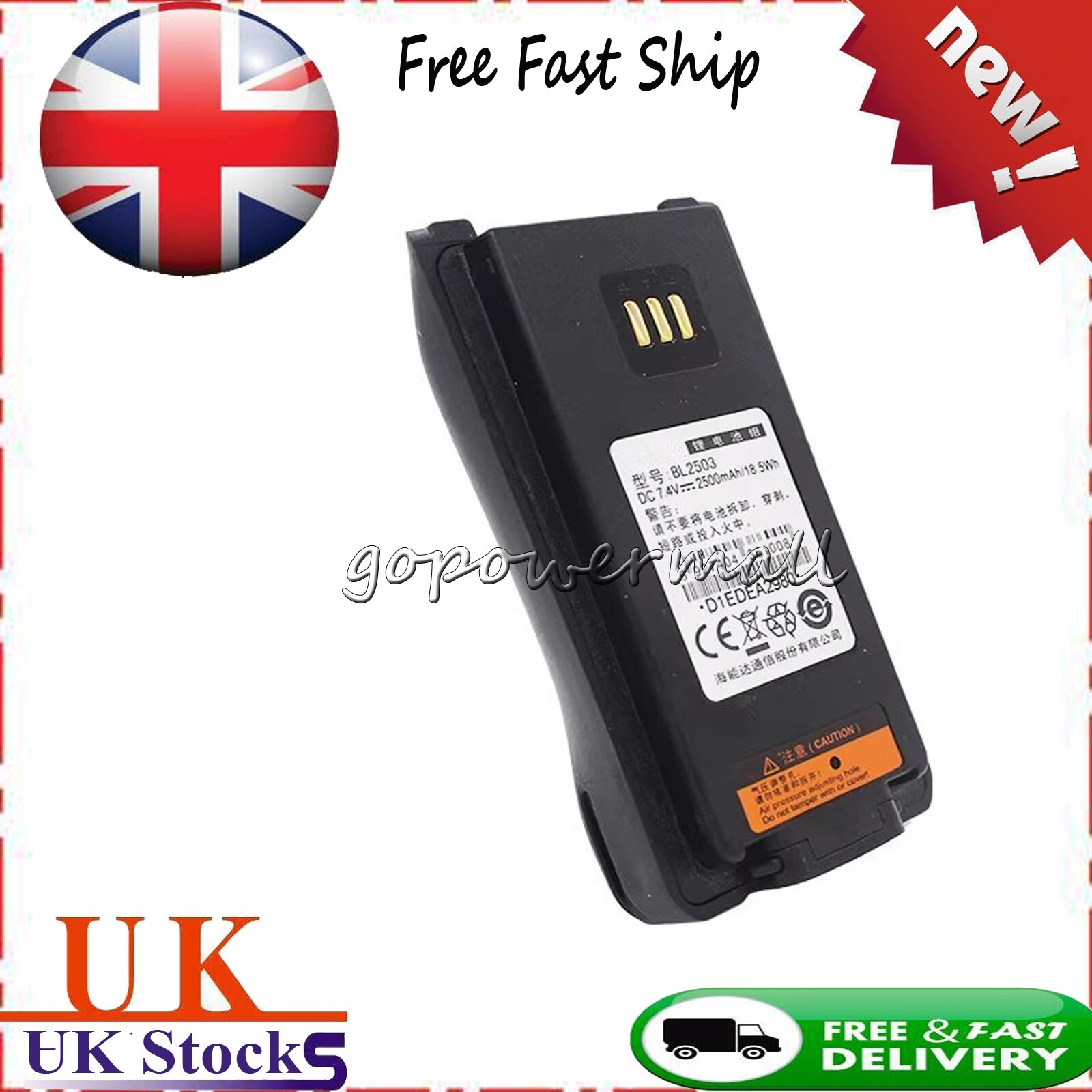 7.4V 2500mAh  BL2503 Battery For Hytera HYT PD702 PD782 PD785 PD700