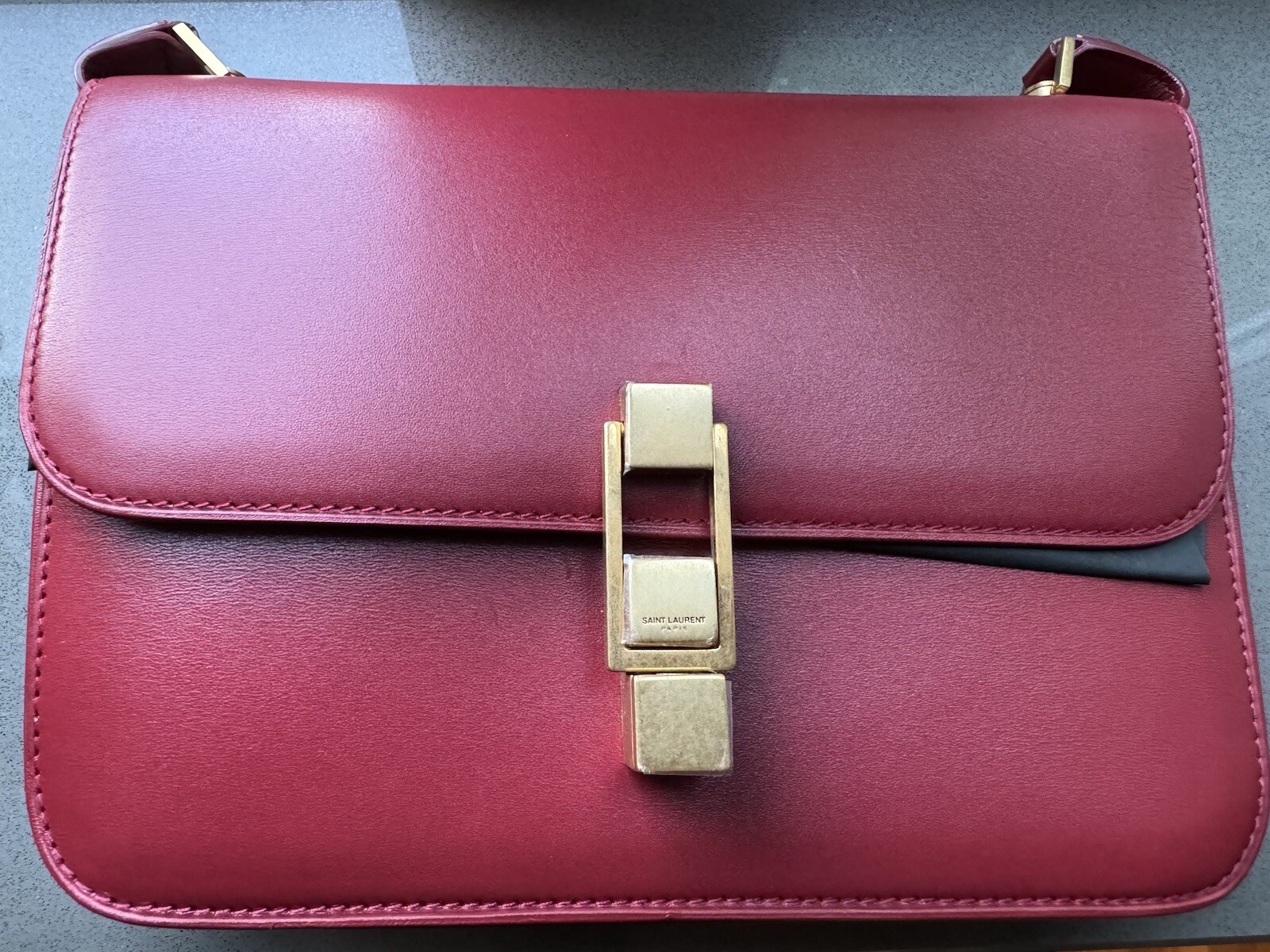 Bellissima borsa in pelle marrone YSL Le Carré Yves Saint Laurent nuova con etichette stagione in corso!