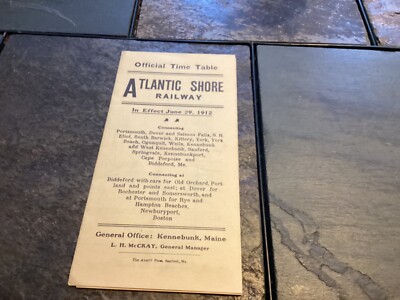 29. Juni 1912 Atlantic Shore Railway Offizielle Zeittafel