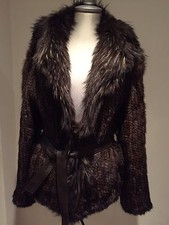 Lady’s Genuine 100% Mink Fur Coat With Raccoon Collar & Belt Size M