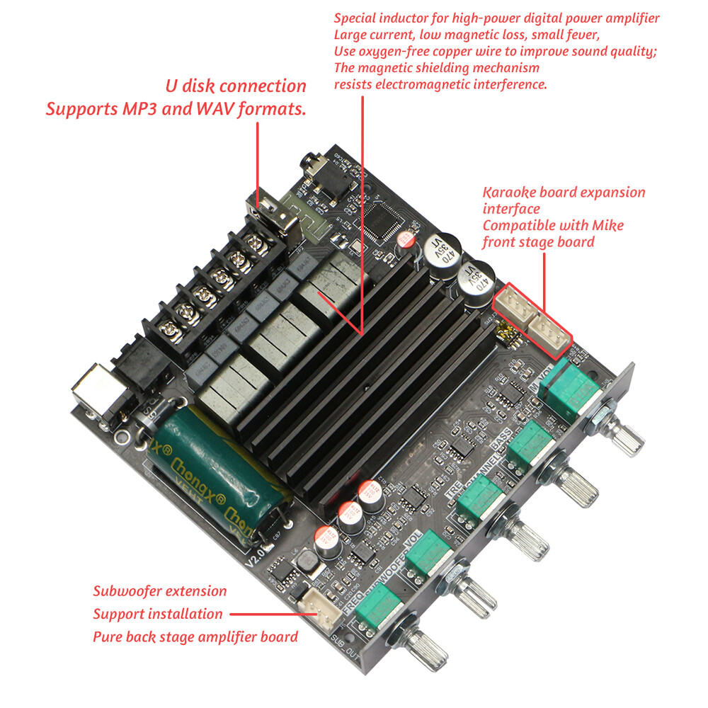 ZK-ST21 12-30V 10A Bluetooth Digital Amplifier Board 2.1 Channel