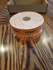 Raffle Tickets Roll of 1000 Double Stub 50/50 Split Fund Raiser Orange 1070 
