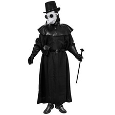 Plague Doctor with Bird Beak Mask  Top Hat Full Costume Set - White Silver