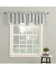 Scrolling Weave Jacquard Scalloped Window Valance, Gray, Modern 52" x 18" - NEW
