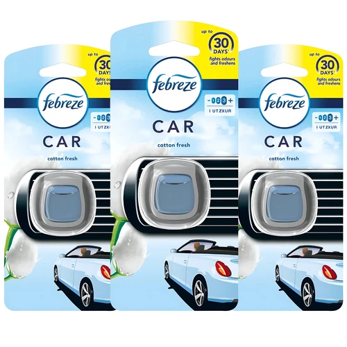 Febreze Cotton Fresh Car Clip Air Freshener Long Lasting Freshness Car Vent x3