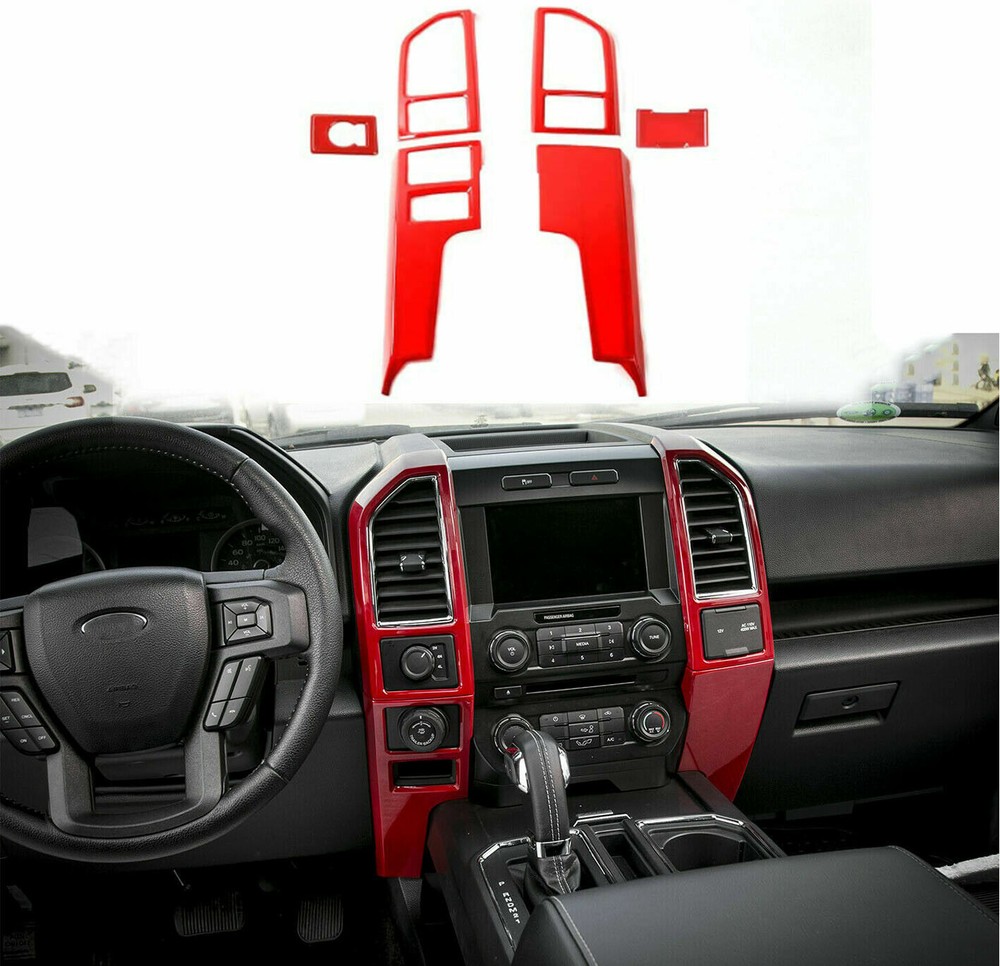 Red Central Control Panel Cover Trim Frame For Ford F-150 2015-2020 Accessories