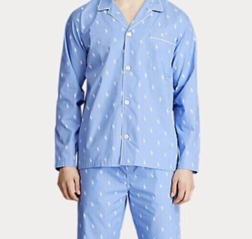 NEW Polo Ralph Lauren Big & Tall Men's Blue All Over Pony Pajama Shirt Sz 3XL - Picture 1 of 4