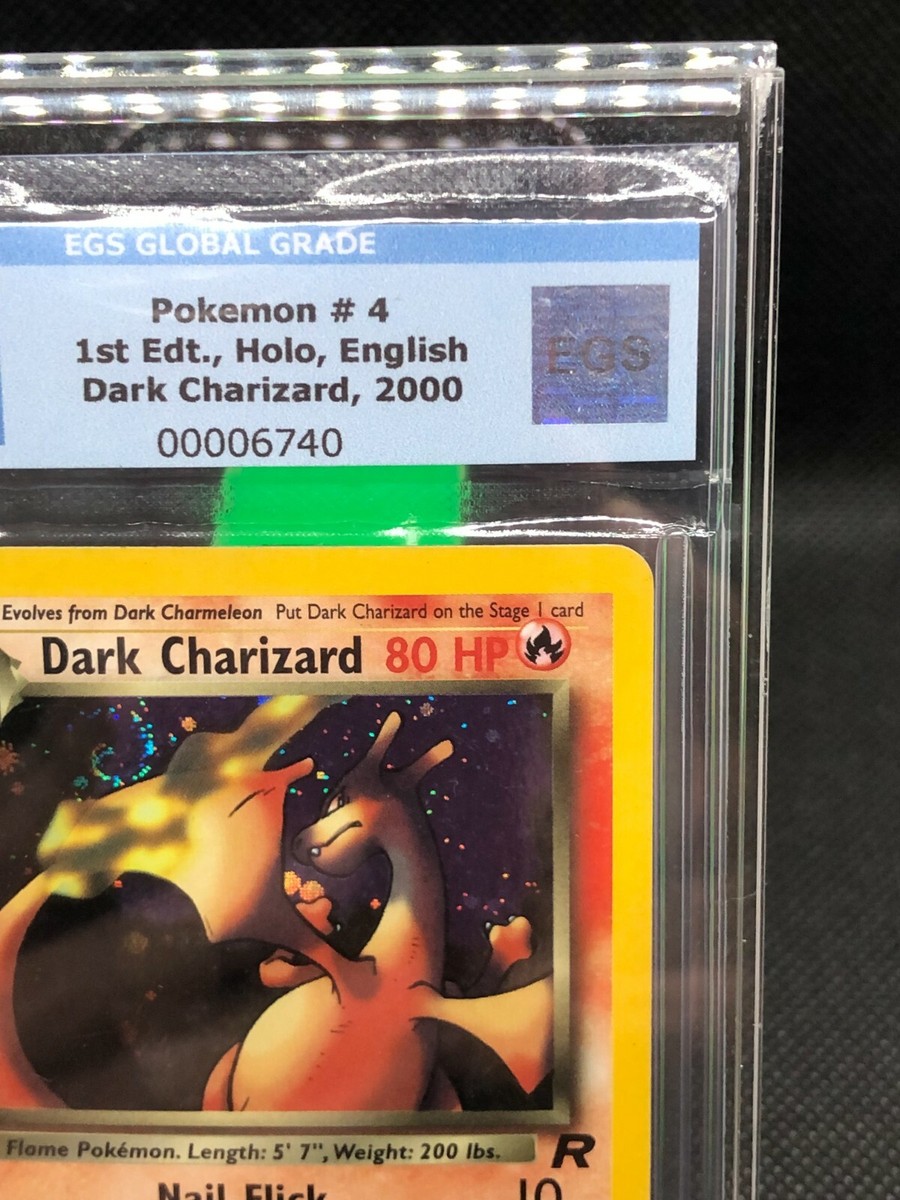 Pokemon Card Team Rocket Dark Charizard first edition 1st 4/82 EGS 8.5 big  swirl | eBay