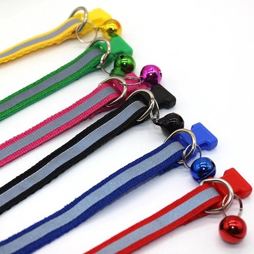 Dog Puppy Pet Collar Reflective Adjustable Nylon pink blue red black green - Picture 2 of 21