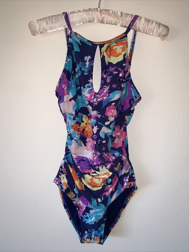 Bathing Suit Size 6 One Piece Into The Bleu by Amerex Womens