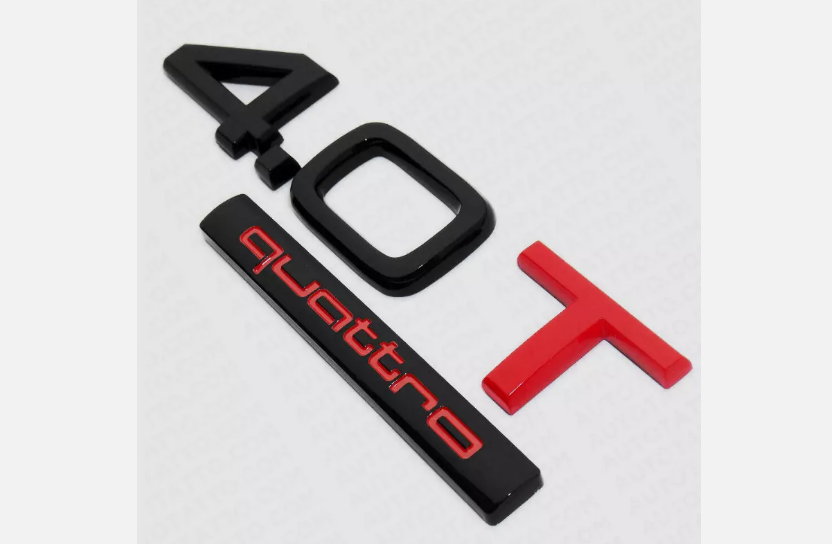 Rear Trunk Deck Lid 4.0T Quattro Nameplate Emblem Logo Badge For Audi RED