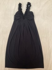 Carole Little Black Dress 4 Womens Ruffled Sexy Stretch