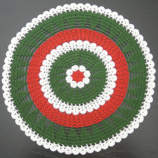 36 cm, 14.2 inch, Red, White, Green, Christmas, Noel, Crochet Doily, ogrc30, 407