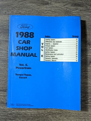 1988 Ford Car Shop Manual Vol. E Power Train Tempo Topaz Escort