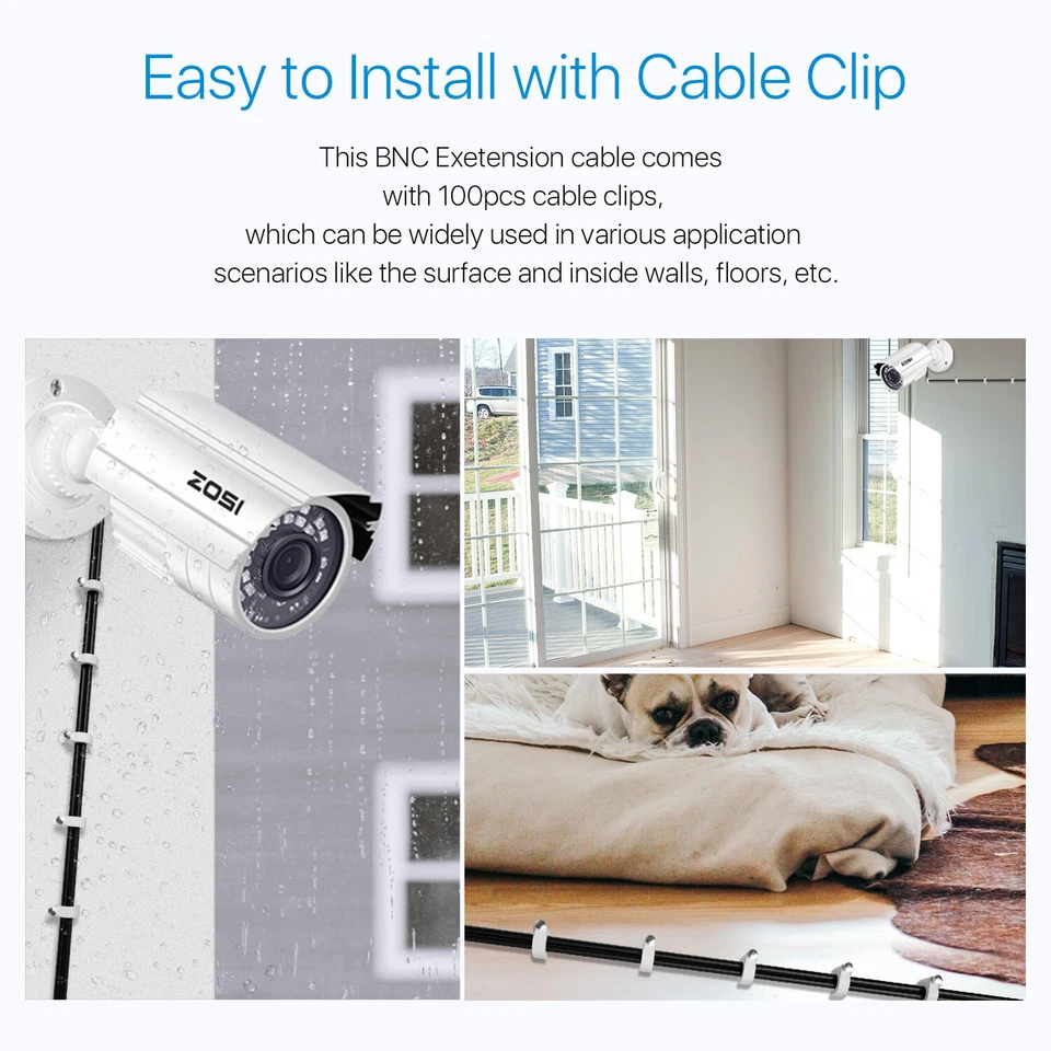 Cabo de fio de vídeo ZOSI CCTV 60 pés BNC para sistema de câmera de segurança - Imagem 2 de 4
