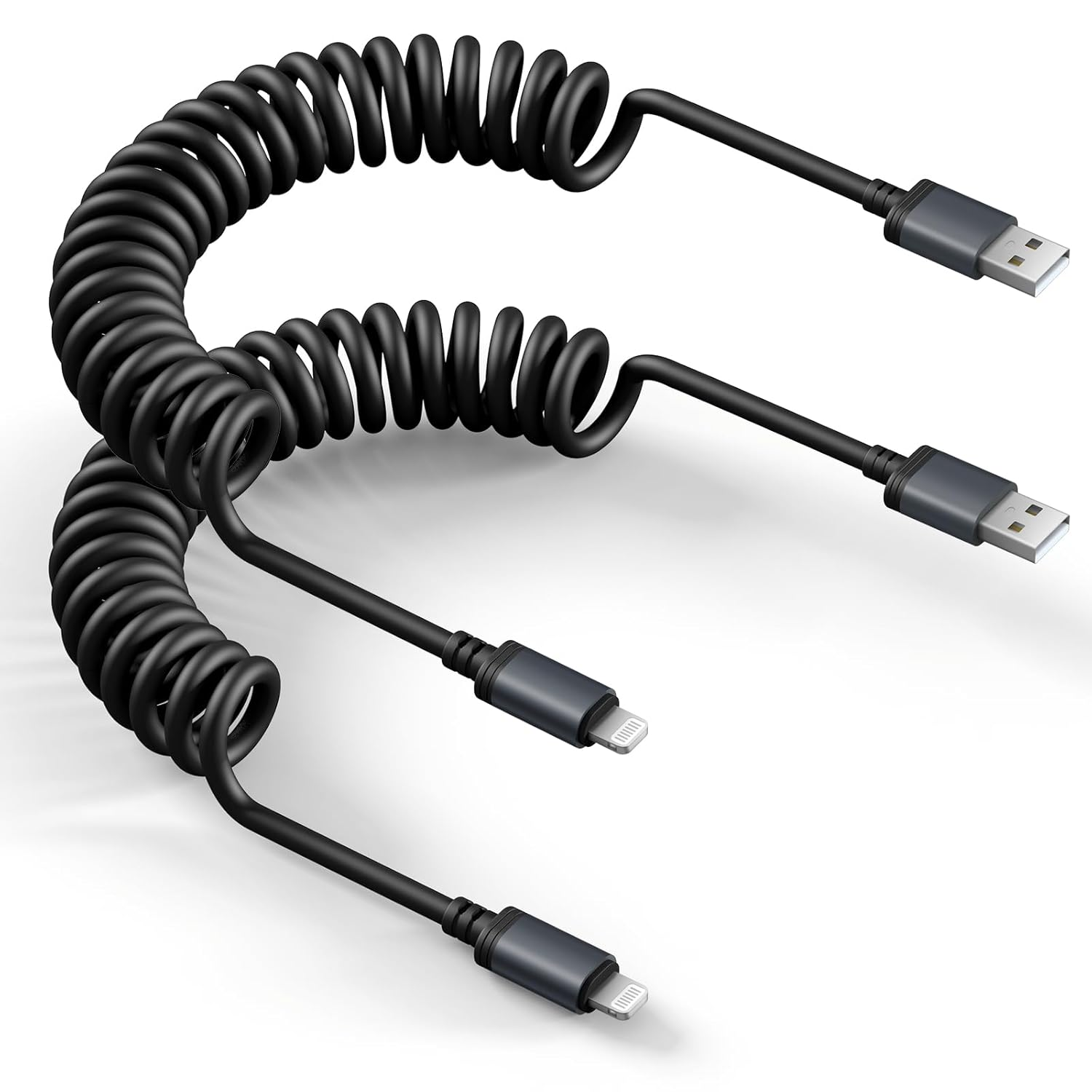 Coiled Iphone Charger Cord [Mfi Certified], 2-Pack Coiled USB to Lightning Ca...