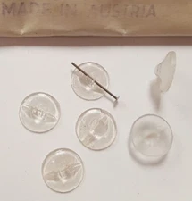 12 PIECES VINTAGE AUSTRIAN GLASS CRYSTAL 13mm ROUND FLAT TOP 1 HOLE BUTTONS 4511