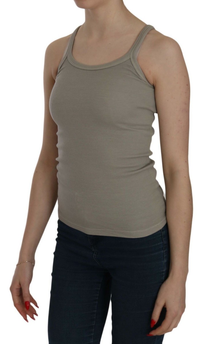 PINK MEMORIES Blouse Beige Sleeveless Spaghetti Strap Tank