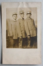 Railroad Conductor Transit Worker w/ Hat Badge Vintage 1912  Photo RPPC Postcard