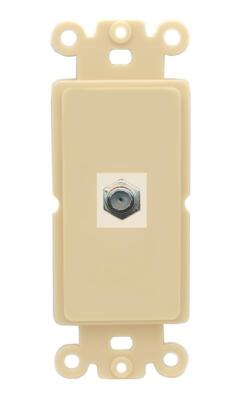 RiteAV 1 Port Coax Cable TV F-Type Wall Plate Rocker [Ivory/Ivory]