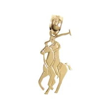 New 14k Yellow Gold Horse Polo Pendant