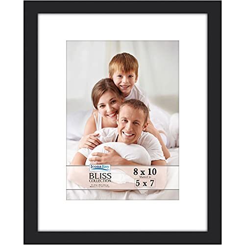 8x10 Picture Frame with Removable Mat for 5x7 Photo, 8x10 Mat to 5x7 Black